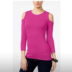 International Concepts Women's Hot Pink  Cold-Shoulder Sweater Size Medium